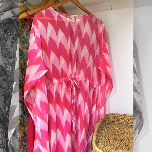 Long Kaftan with Camisole Slip - Buck Pink