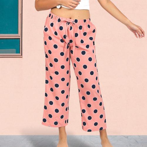 Women's Ankle Length Crepe Pyjama Combo (Pack of 2) - Spiral Rust-Polka Blush