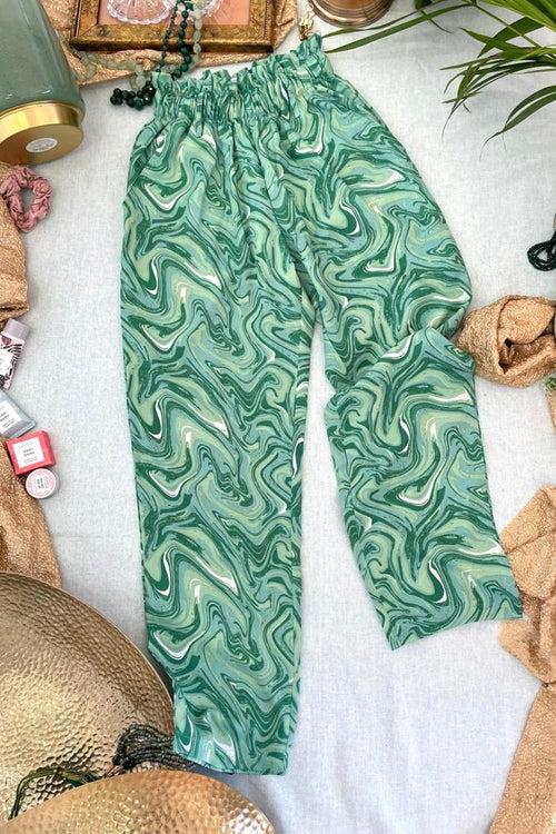 Womens Crop Top Co-ord Set - Spiral-Jade-Green