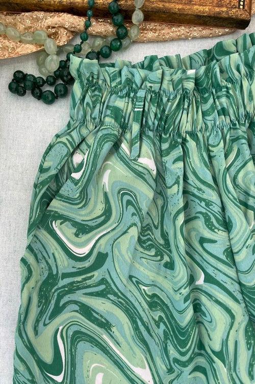 Womens Crop Top Co-ord Set - Spiral-Jade-Green