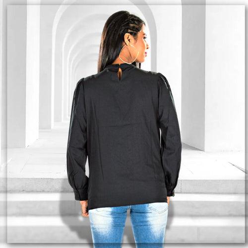 Women's Black Partywear Crepe Top