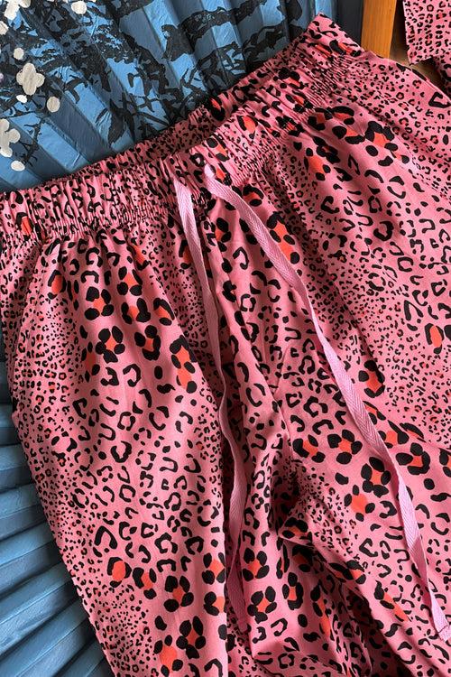 Women's Cotton Nightsuit - Leopard Pink