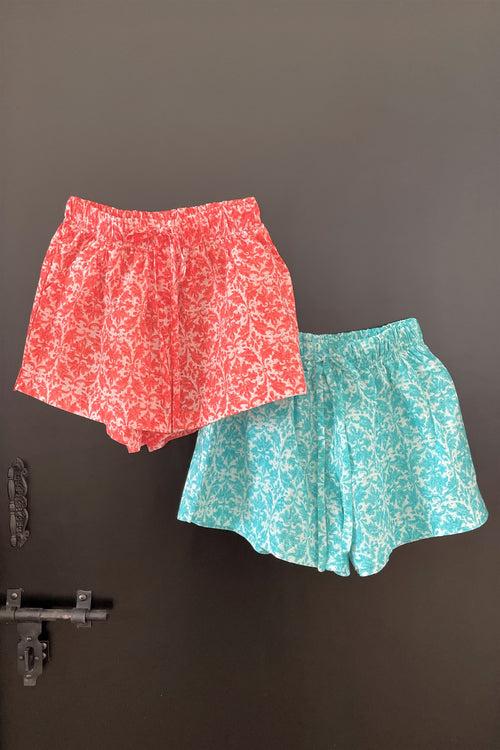 Women's Cotton Shorts Combo (Pack of 2) - Grind Mint Crimson