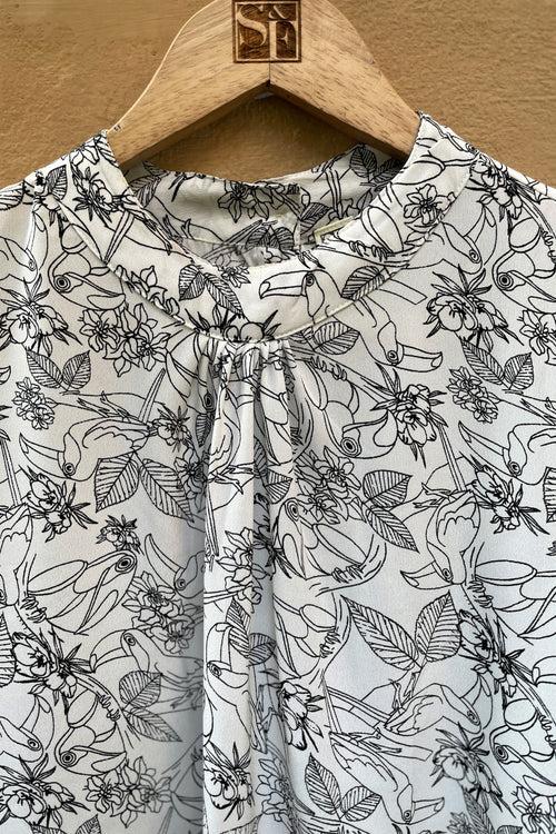 Women's Toucan Print  High Collar Top