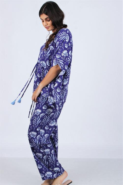 Women's Two - Mile Kaftan Co-Ord Set - Moroccan Blue