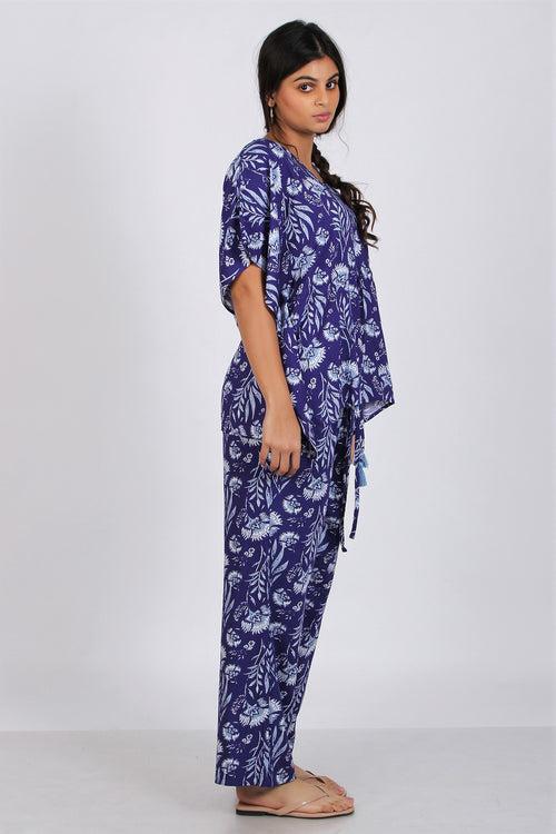 Women's Two - Mile Kaftan Co-Ord Set - Moroccan Blue