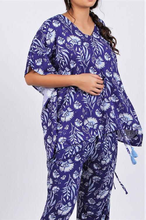 Women's Two - Mile Kaftan Co-Ord Set - Moroccan Blue