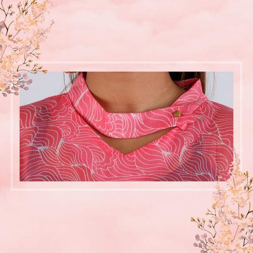 Women's Casual Pink Top With Butterfly Sleeve