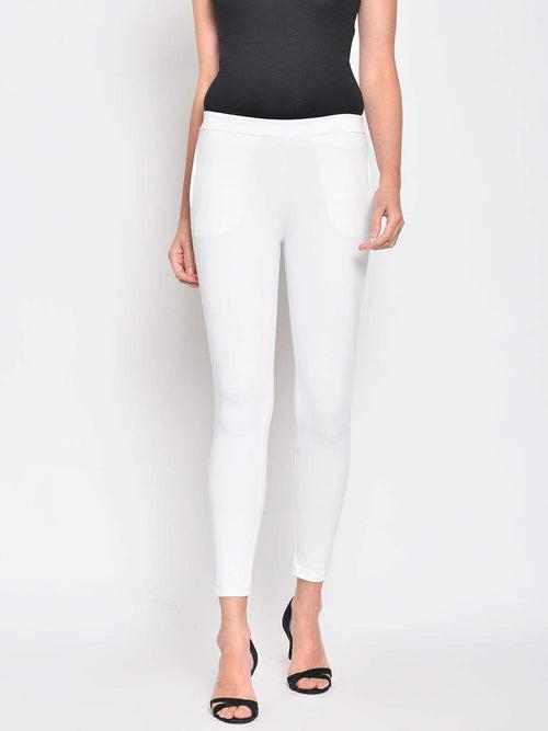 Hapuka Women's Slim Fit  Solid  White Jegging