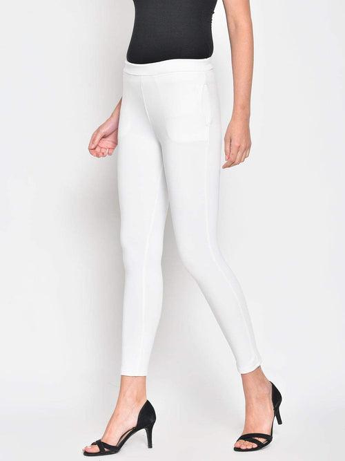 Hapuka Women's Slim Fit  Solid  White Jegging