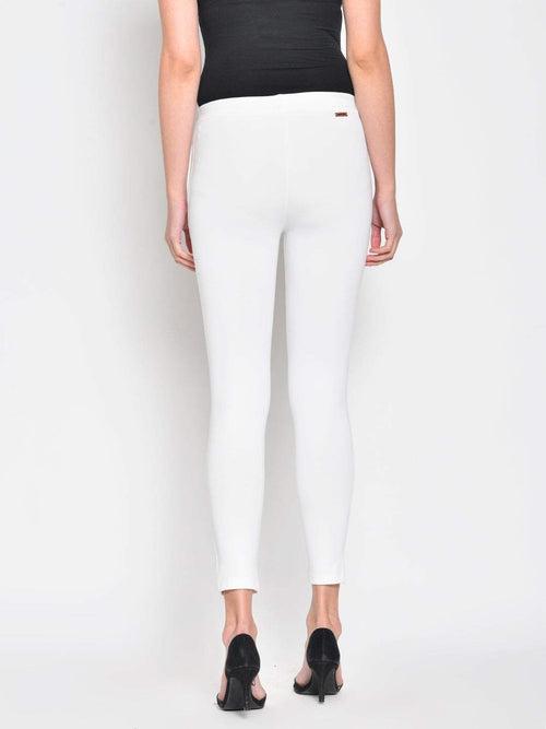 Hapuka Women's Slim Fit  Solid  White Jegging