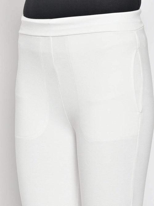 Hapuka Women's Slim Fit  Solid  White Jegging