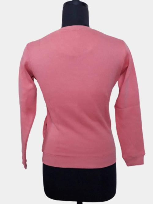 Hapuka Women Pink Fleece V Neck Sweat Shirt
