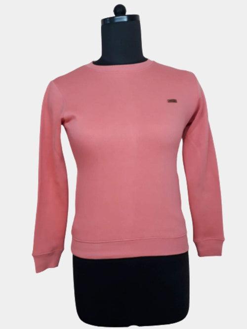 Hapuka Women Pink Fleece Round Neck Sweat Shirt