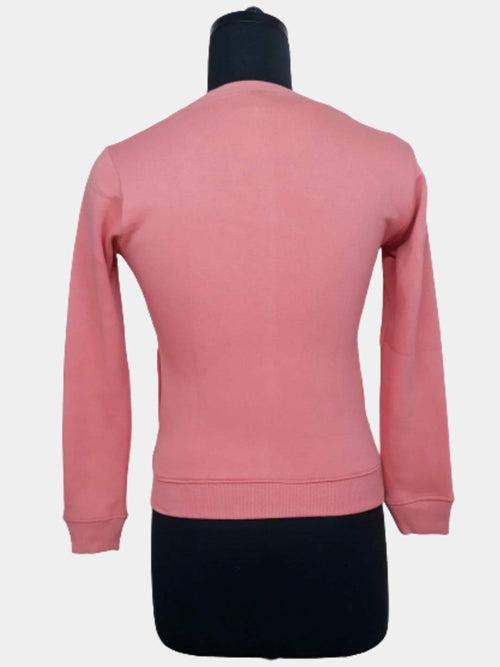 Hapuka Women Pink Fleece Round Neck Sweat Shirt