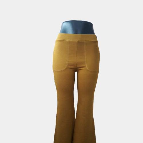 Hapuka Women's Slim Fit Bell Bottom Mustard Jegging