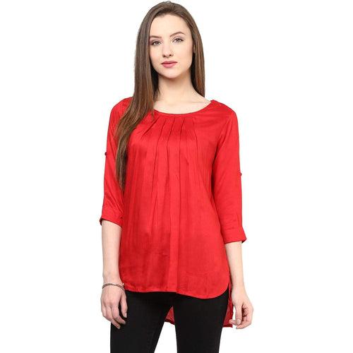 Hapuka Women Red Rayon Solid Top