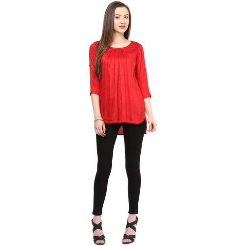 Hapuka Women Red Rayon Solid Top