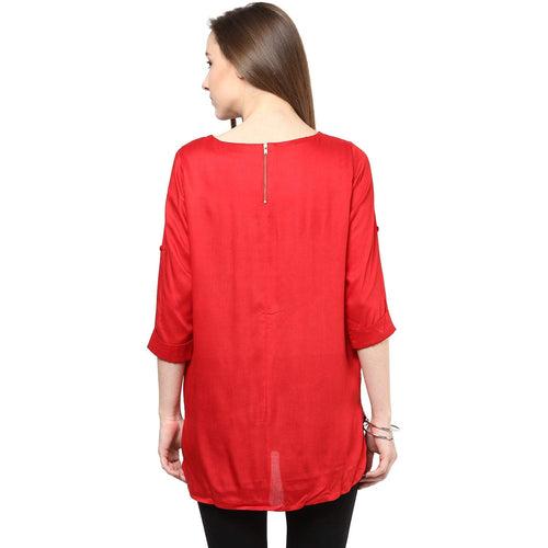 Hapuka Women Red Rayon Solid Top