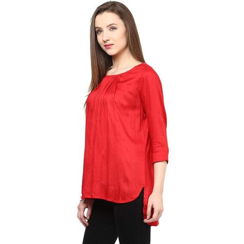 Hapuka Women Red Rayon Solid Top