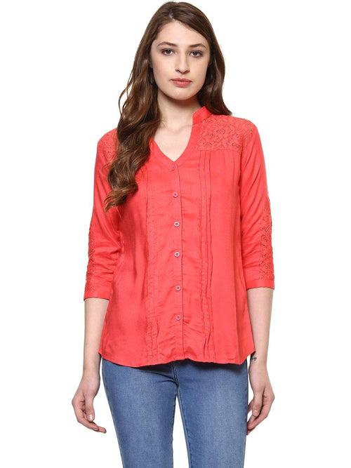 Hapuka Women Pink Rayon Solid Top