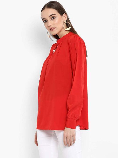 Hapuka Women Red Slim Fit Polyester Solid Top