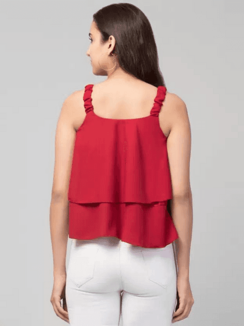 Hapuka Women Sleeveless Crepe Solid Top