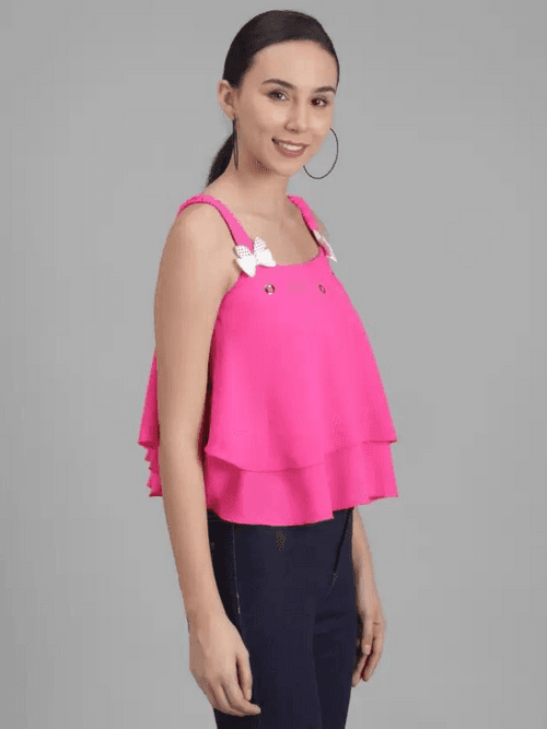 Hapuka Women Sleeveless Crepe Solid Top