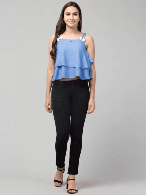 Hapuka Women Sleeveless Crepe Solid Top