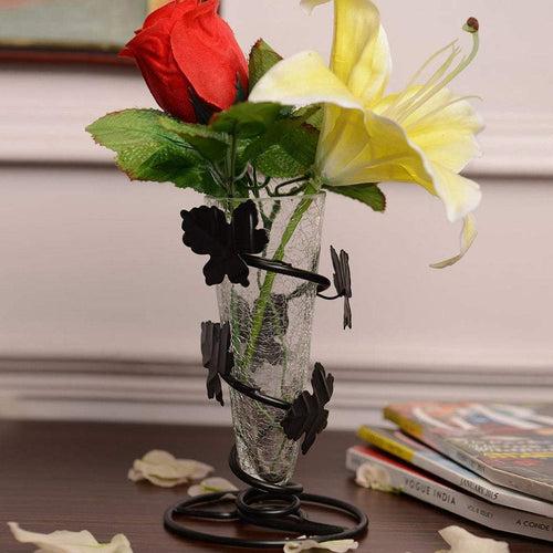 Hapuka Wrought Iron & Glass Flower Vase