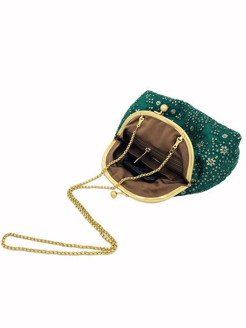 Emerald Green and Gold Shimmer | Potli Purses