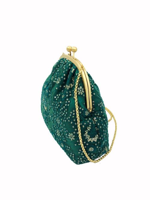 Emerald Green and Gold Shimmer | Potli Purses