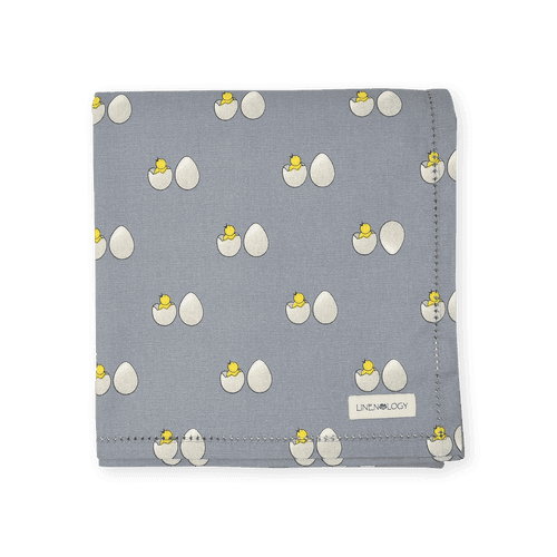 Acrylic Coated Table Cloth - Chick & Egg - Blue Fog