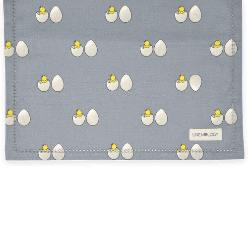 Acrylic Coated Table Runner - Chick & Egg - Blue Fog