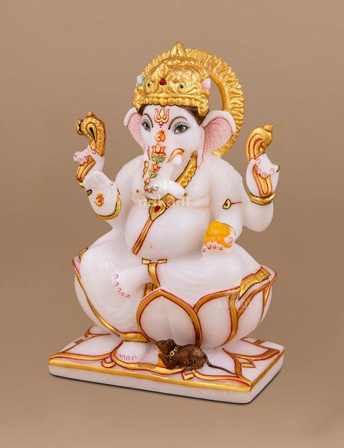 Lord Ganesh Idol in Marble 7"