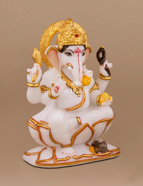 Marble Murti Ganesh 8"