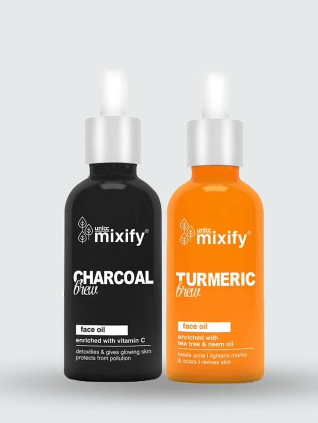 Unloc Mixify Face Oil Combo - Charcoal Brew Face Oil + Turmeric Brew Face Oil