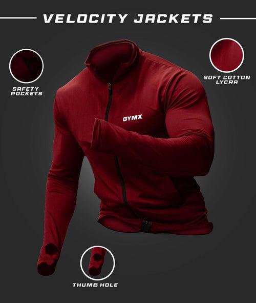 Velocity GymX Thumbhole Jackets: Striking Maroon