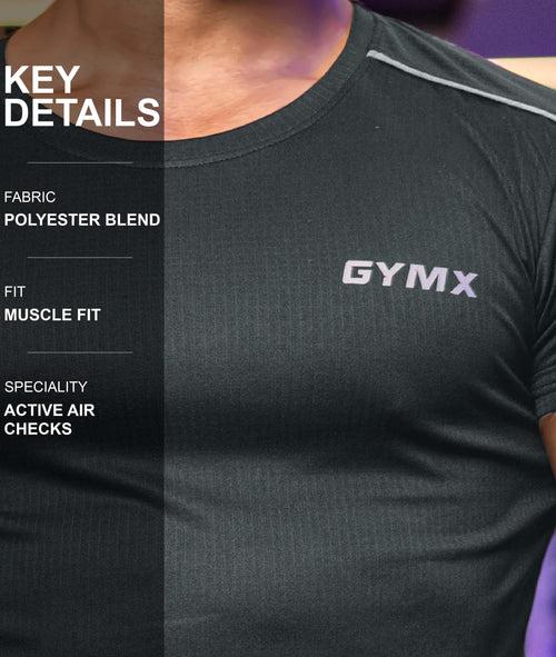 Active Air Checks GymX Tee: Dark Grey