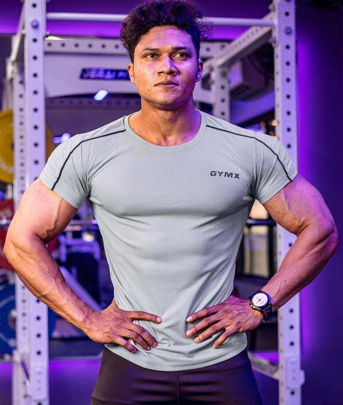 Active Air Checks GymX Tee: Cloud Grey