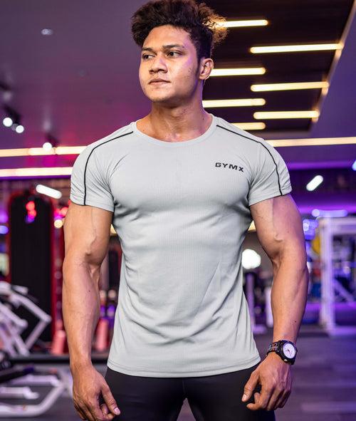 Active Air Checks GymX Tee: Cloud Grey