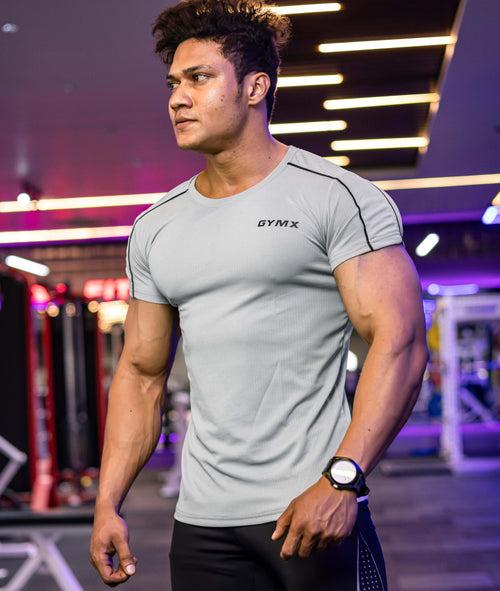 Active Air Checks GymX Tee: Cloud Grey