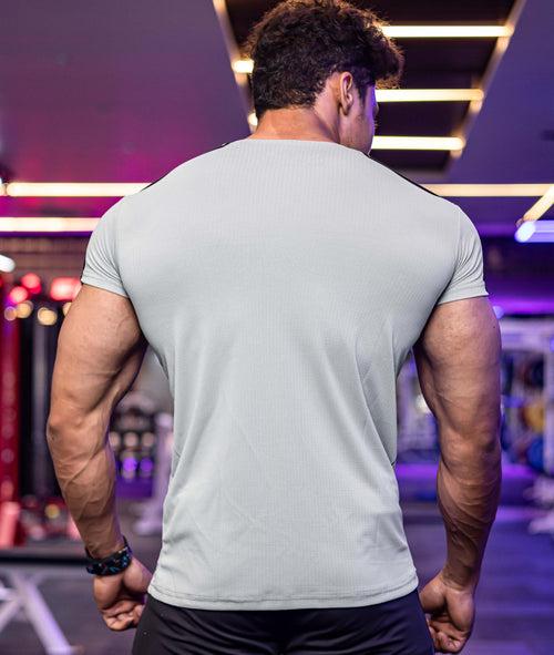 Active Air Checks GymX Tee: Cloud Grey