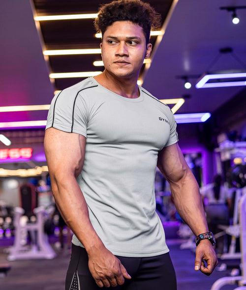 Active Air Checks GymX Tee: Cloud Grey