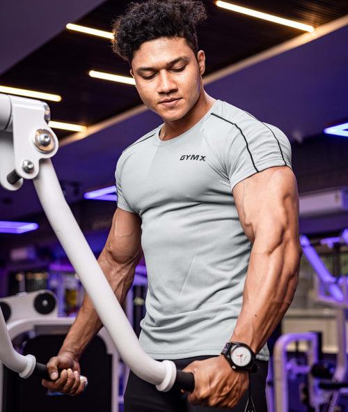 Active Air Checks GymX Tee: Cloud Grey