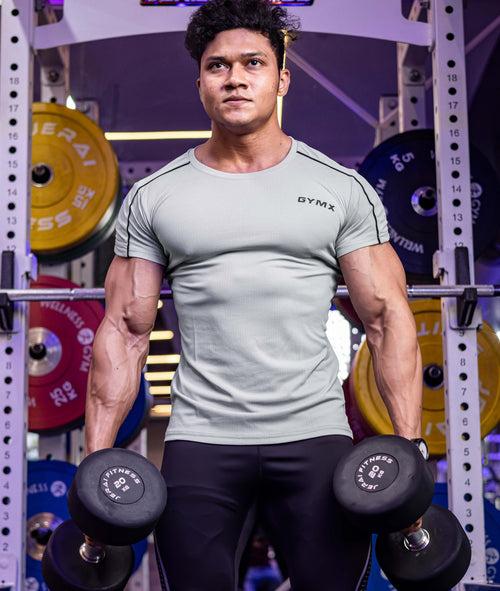 Active Air Checks GymX Tee: Cloud Grey