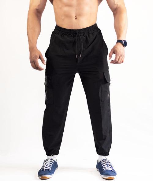 GymX Raw Cargo Joggers: Mythos Black