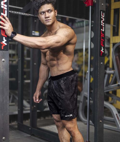 Vitality GymX Shorts: Black Camo - Sale