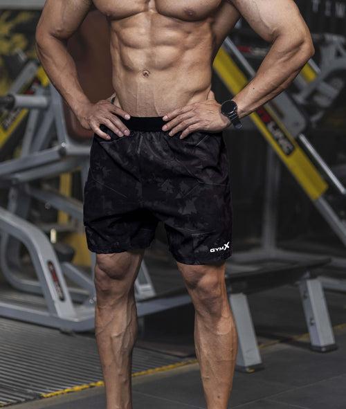 Vitality GymX Shorts: Black Camo - Sale