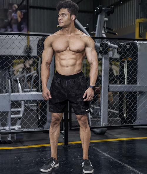 Vitality GymX Shorts: Black Camo - Sale